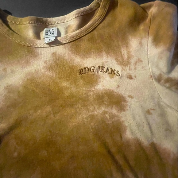 BDG Jeans (Size Small) Cropped Tie-Dye Crewneck Shirt in Brown and Cream - Picture 7 of 10